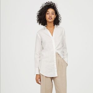 White linen button down blouse